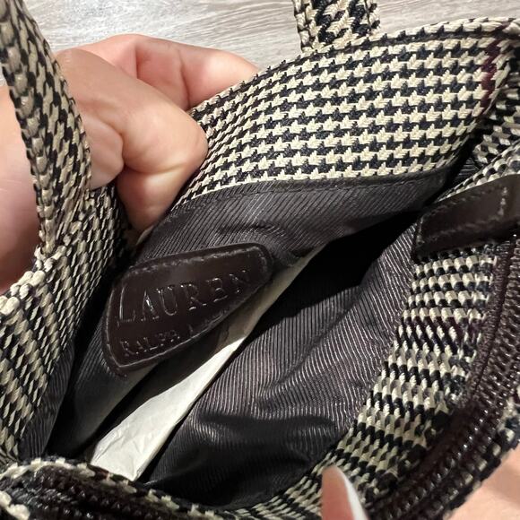 Ralph Lauren Check Pattern Mini Purse Tote Vintage Brown - Picture 5 of 6